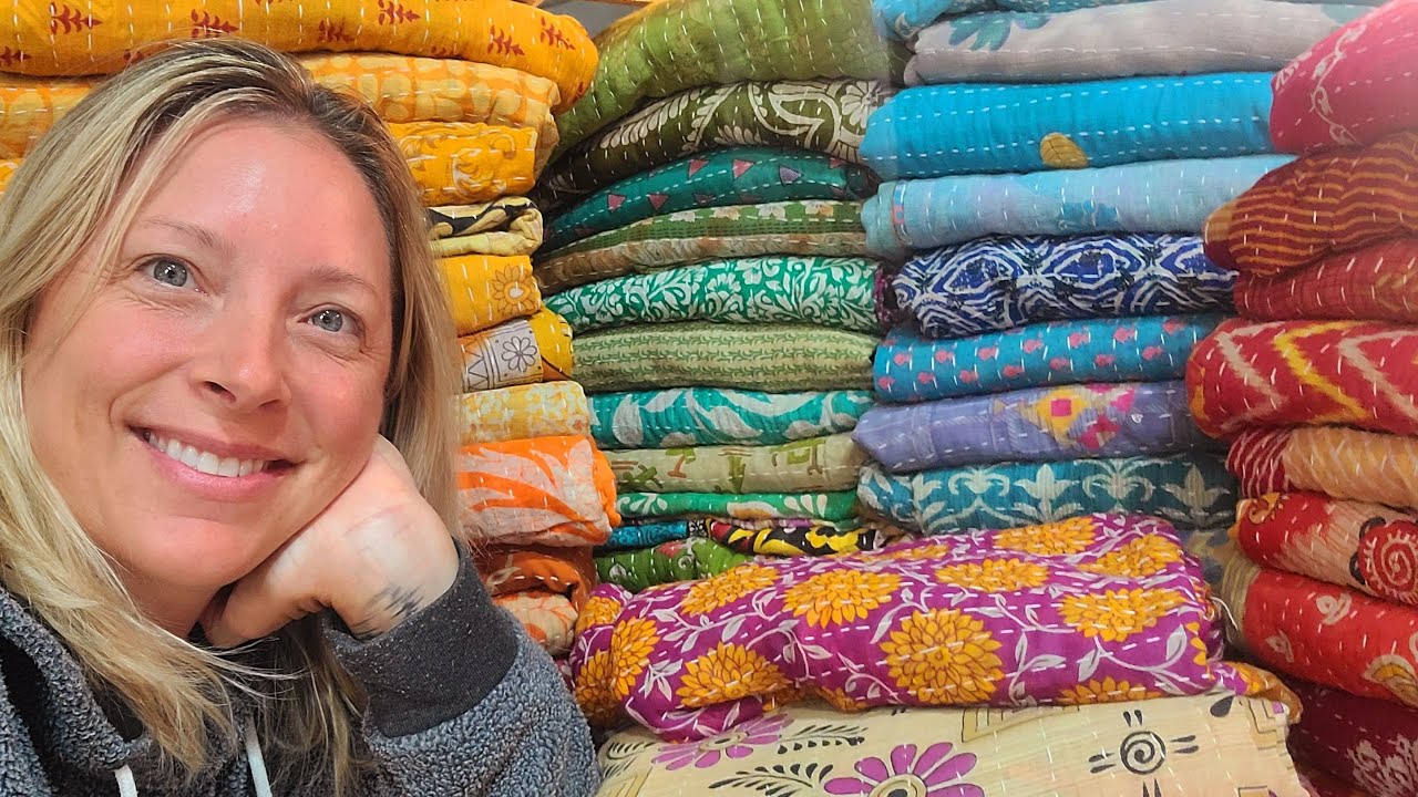 KANTHA QUILTS- *Stock *Shop update *Hand stitched boho quilts *AmourFabriQues