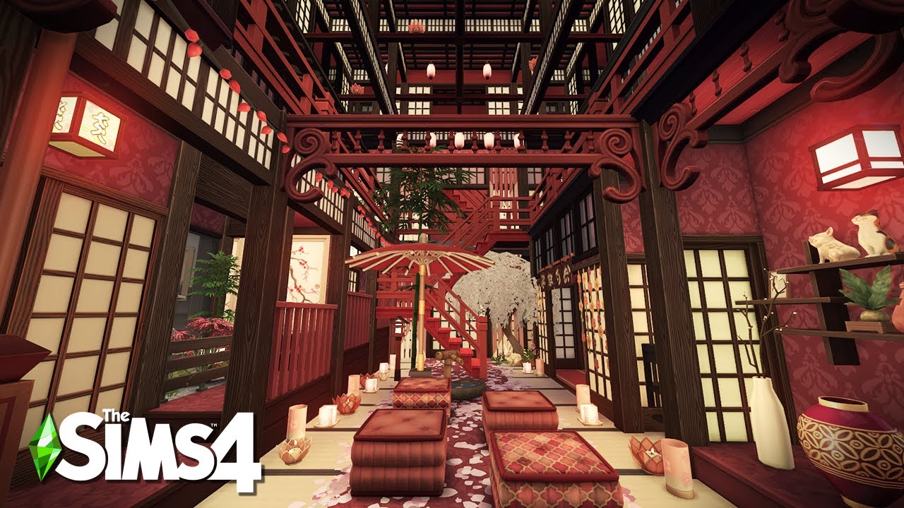 Hazakura Onsen | The Sims4 Stop Motion Build | NoCC |【シムズ４建築】