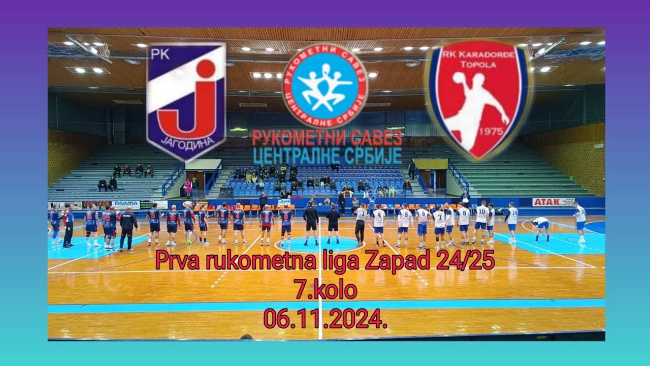RK JAGODINA - RK KARAĐORĐE TOPOLA 25:26 (14:12) M Prva rukometna liga Zapad 24/25 7.kolo