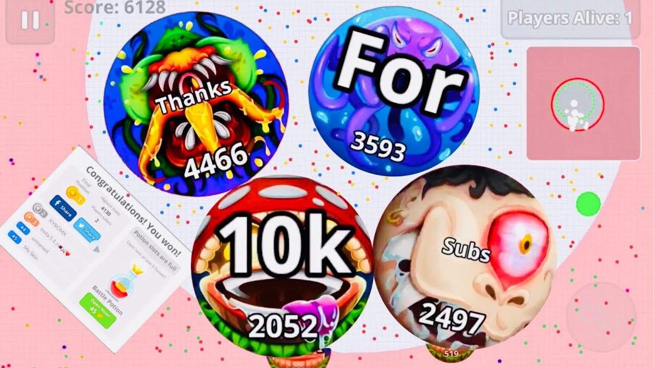 AGARIO MOBILE BATTLE ROYALE MODE FULL SKIN LEVEL 3 Agar.io Mobile