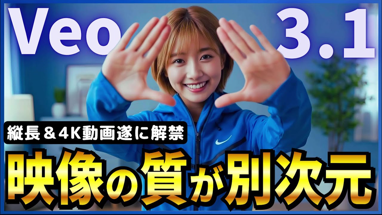 【超強力アプデ】Googleの動画生成AI「Veo 3.1」が4K＆縦長動画対応で表現力も爆上がり！実例つき解説！