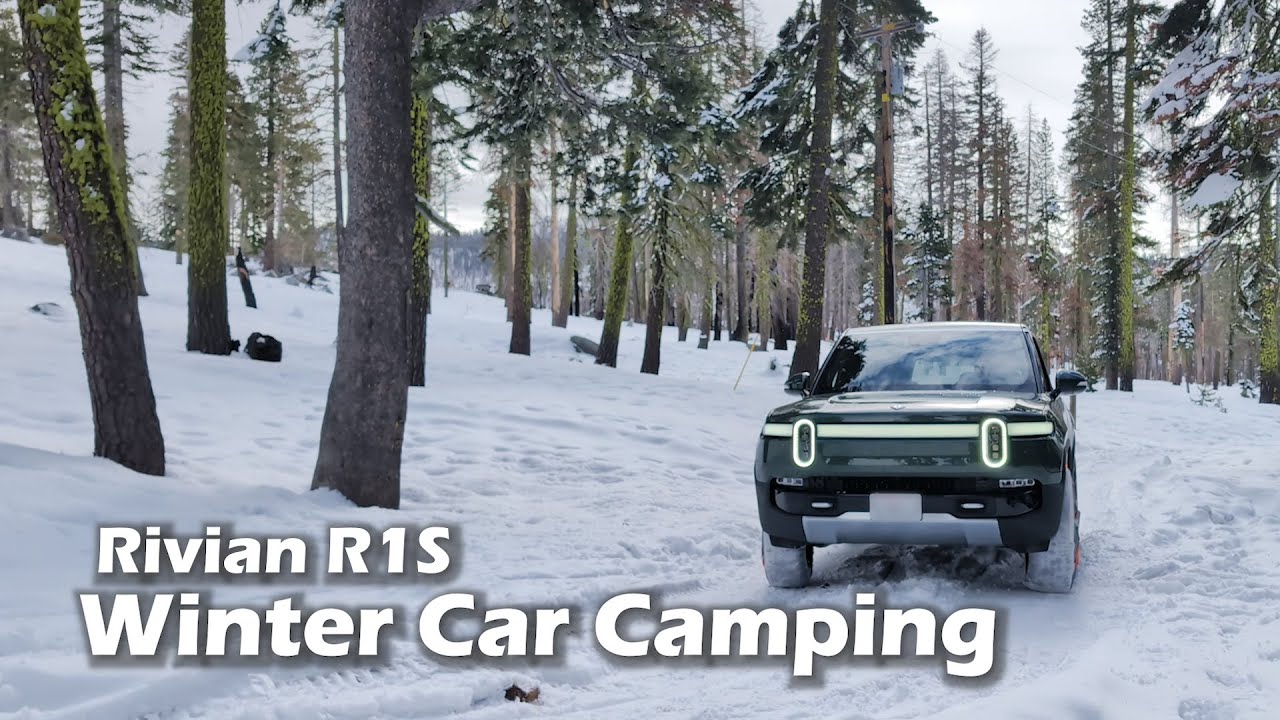 Второй зимний кемпинг в горах Сьерра-Невада | Rivian R1S EV Camping