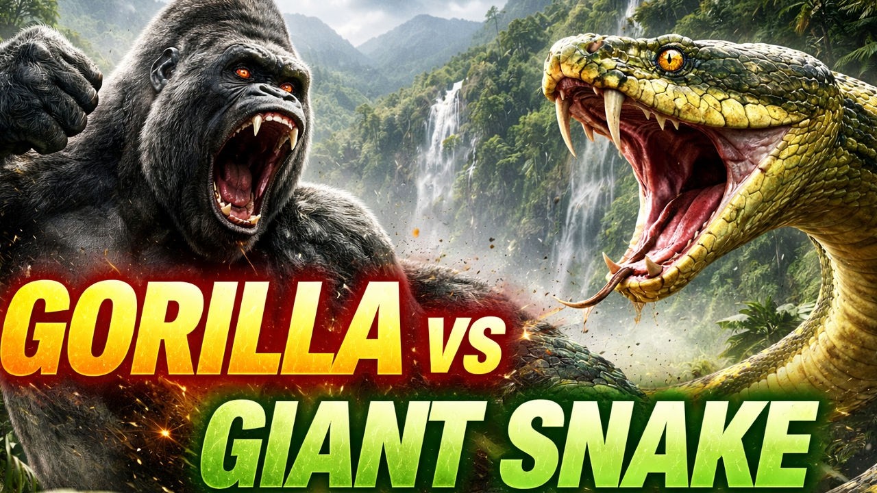 Gorilla vs Giant Snake 🐍 Epic Jungle Showdown | 4K Cinematic #Wildlife #USA #viral