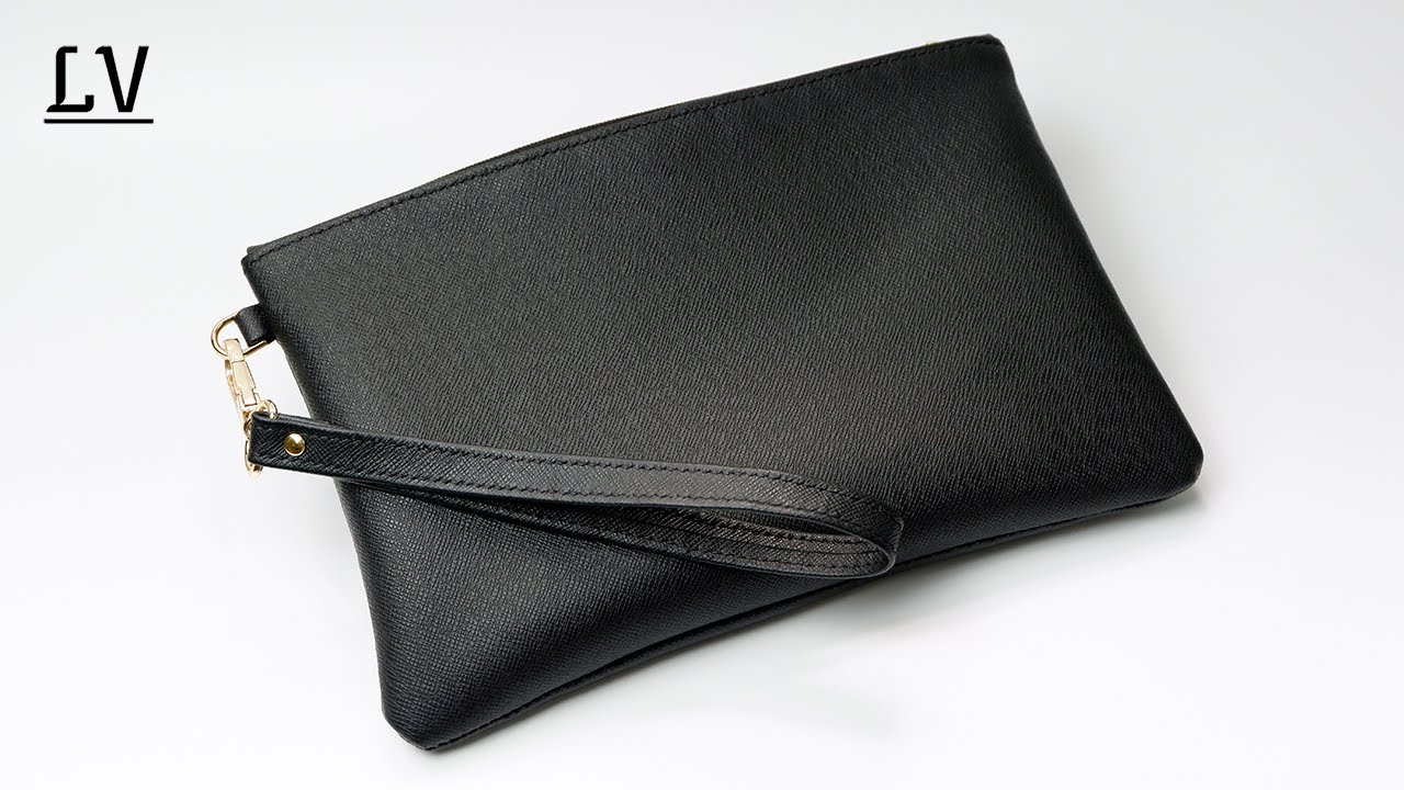 Making A Simple Leather Zipper Clutch Bag For Men | Free Pattern | Leather Craft | JUNE CRAFTSMAN