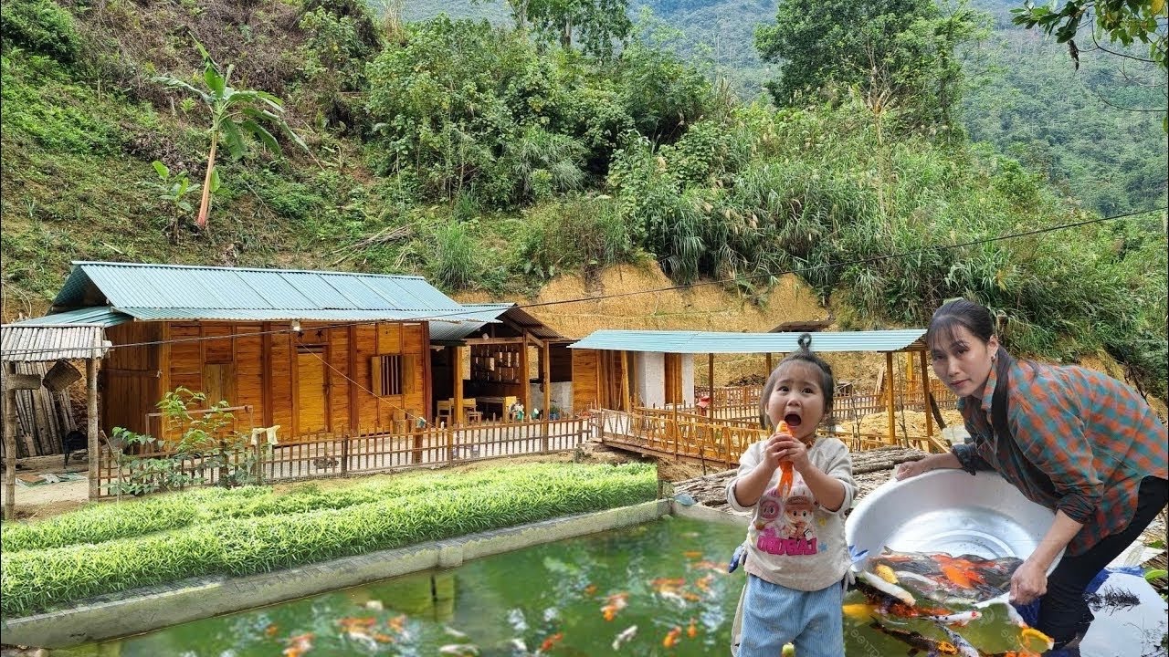 40 Days : Building a beautiful and simple fish pond - Creating a peaceful farm - Lý Thị Sa
