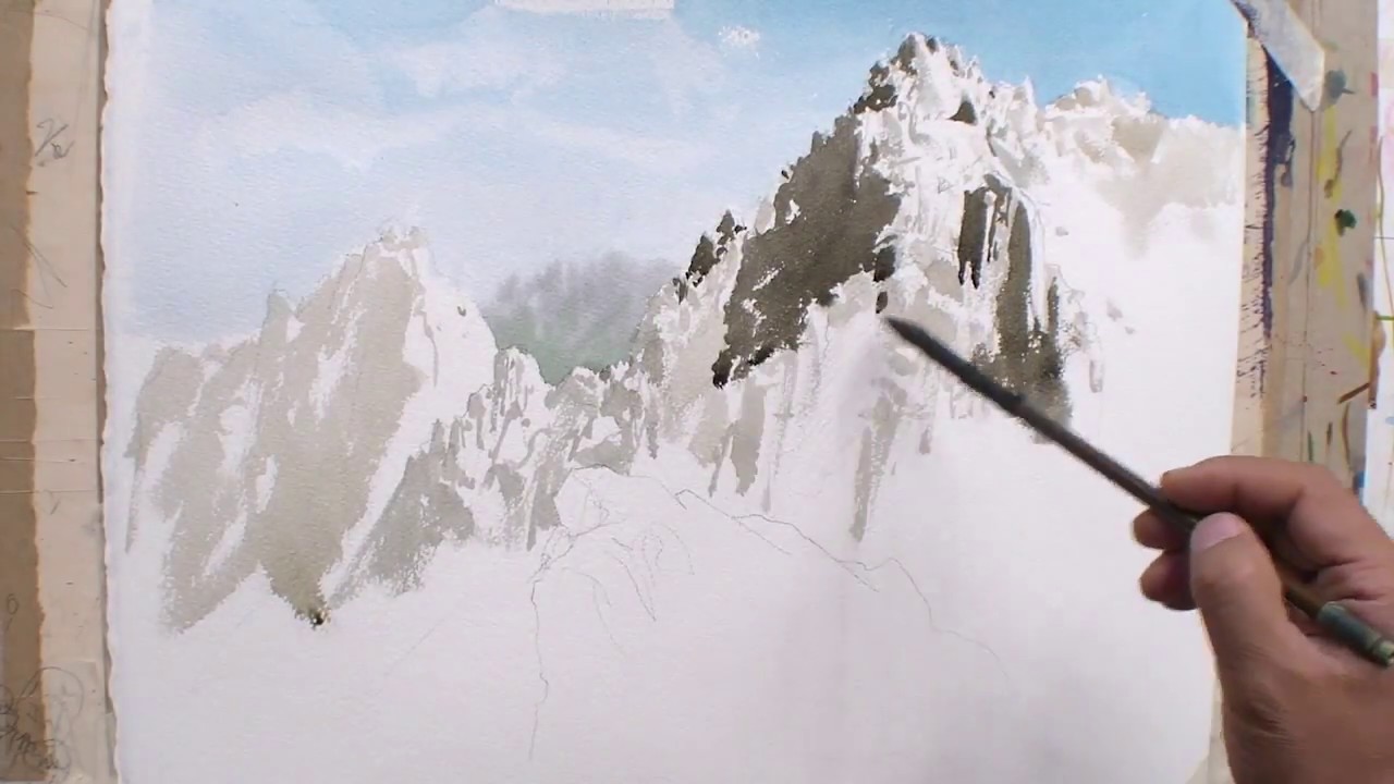 23 바위산 표현하기 watercolor painting 수채화 그리기