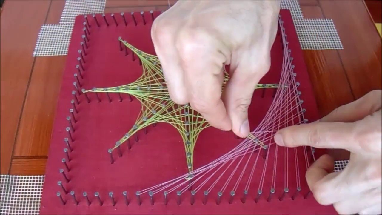 elaboracion de cuadros con  hilos tensados, String Art