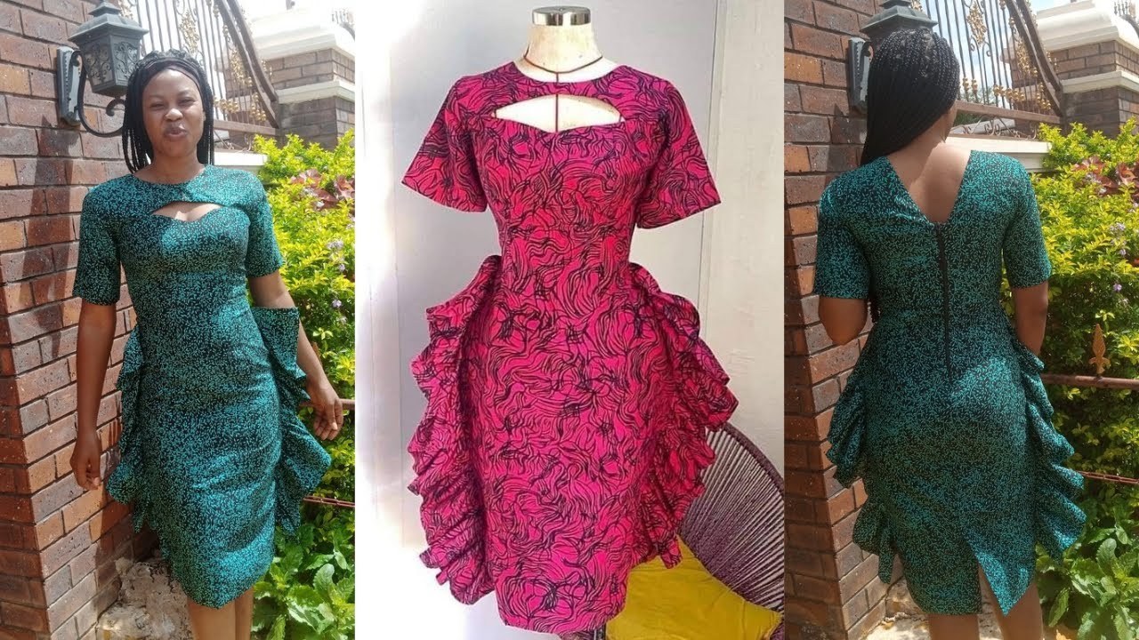 How To Cute and Sew a Bustier Dress With a Stylish Keyhole Yoke and side Ruffles. #sewingtutorial