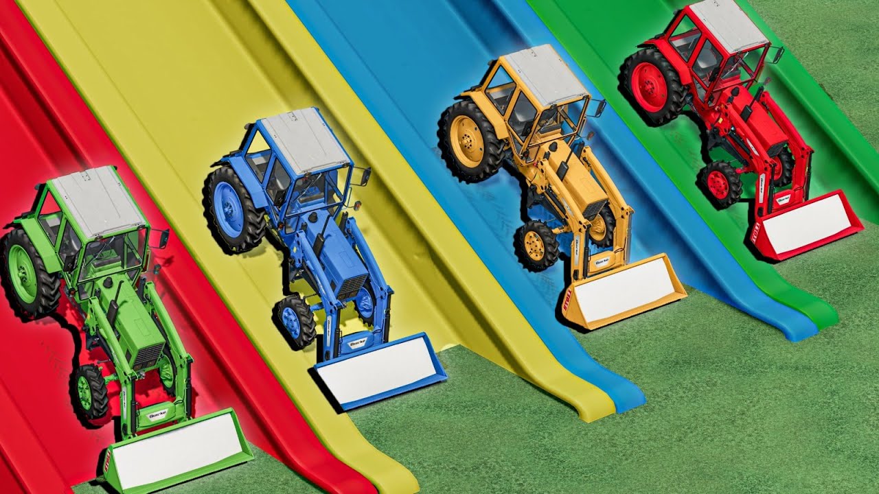 Excavation Work with Colors -  WORK Front Loader  with TRUCKS - Farming Simulator 22