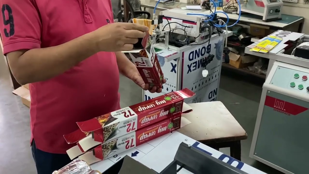 Mahisa SpeedPack - semi-automatic carton flap gluing for aluminium foil boxes
