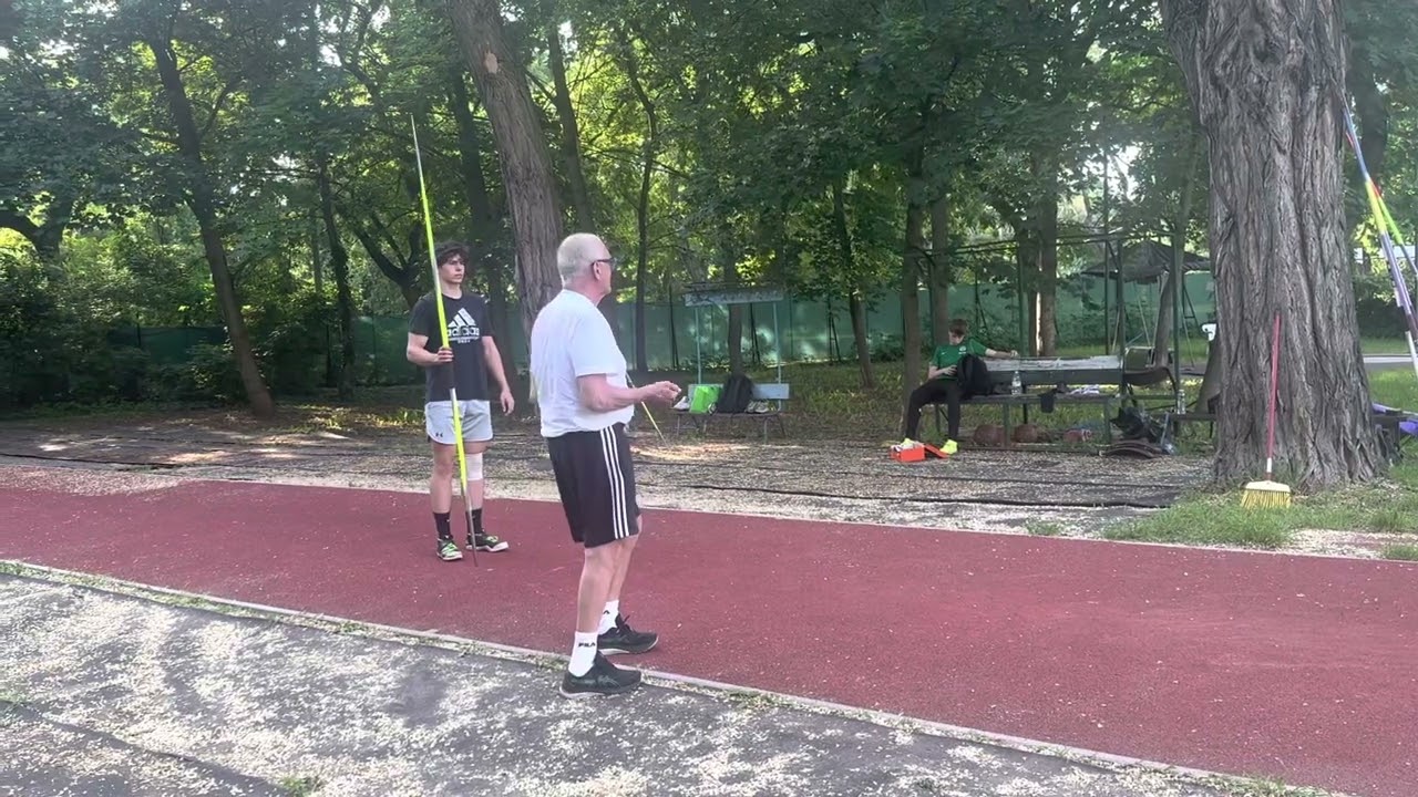 Németh Miklós Javelin training with Herczeg György