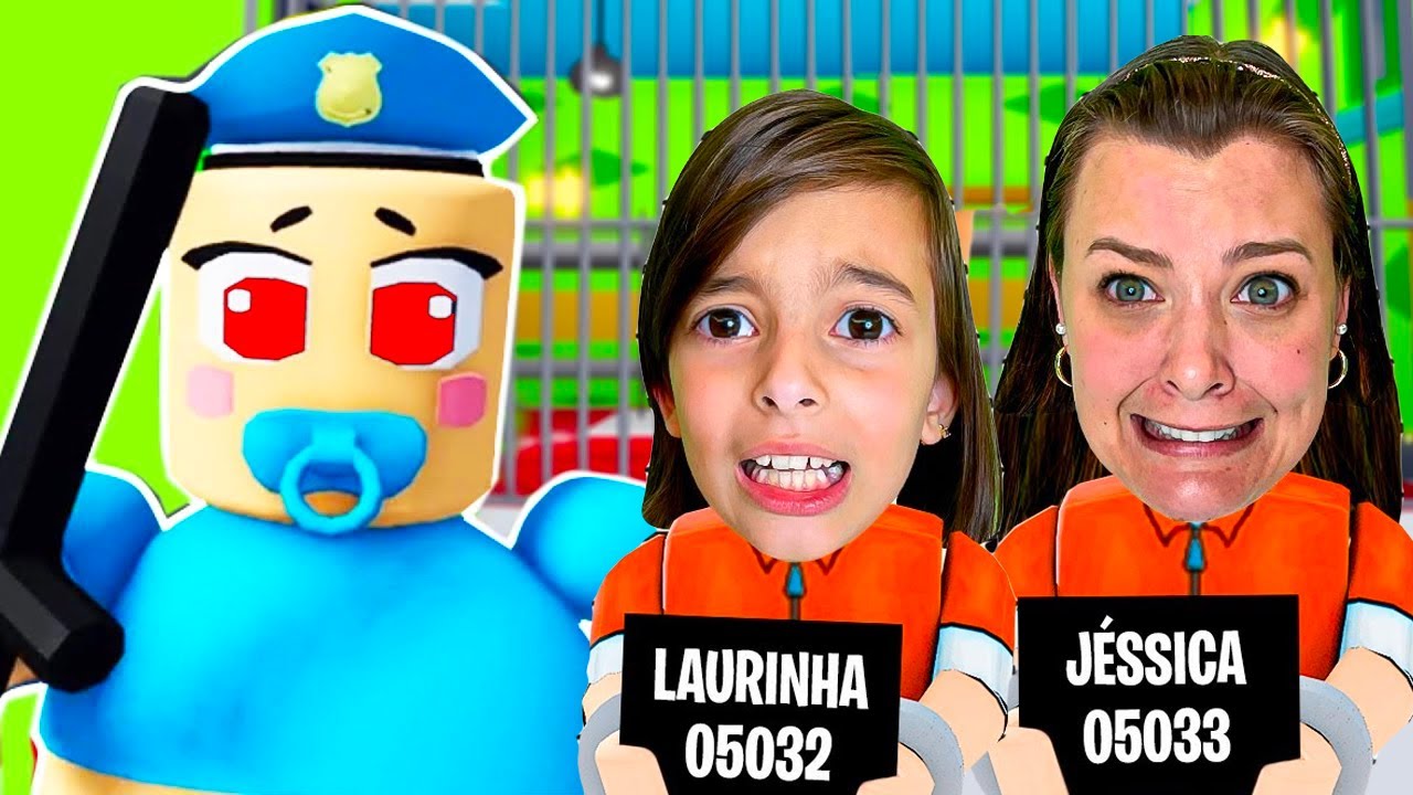 Roblox - Fugimos da Prisão do Gigante Bebê Barry (Obby) | Jéssica Godar e Laurinha e Helena e Gab