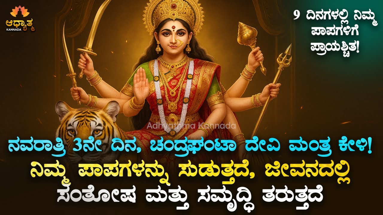 🦋 ನಿಮ್ಮ ಪಾಪಗಳನ್ನು ಸು'ಟ್ಟು ಜೀವನದಲ್ಲಿ ಸಂತೋಷ, ಸಮೃದ್ಧಿ ಮಂತ್ರ Navaratri Day03 Chandraghanta Devi Mantra