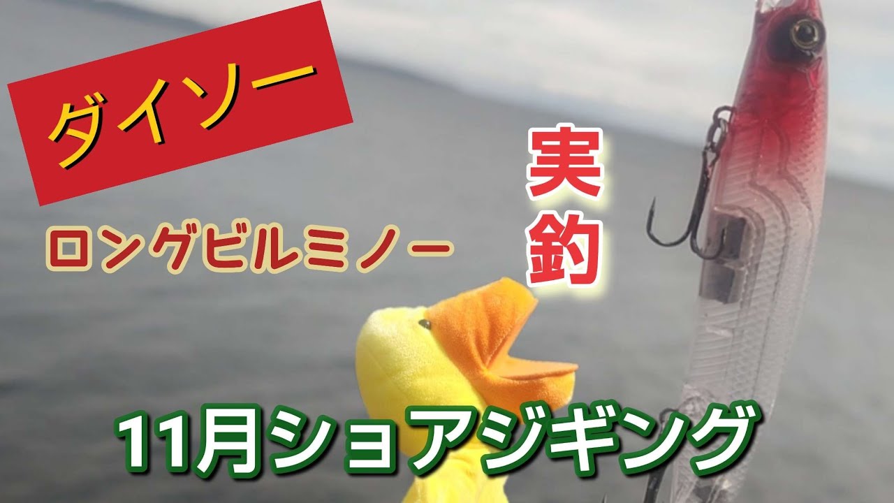 【釣りエンタメ】大物を釣りたい(特にブリ)　ダイソー新ミノー『ロングビルミノー』実釣テストもしてみた!