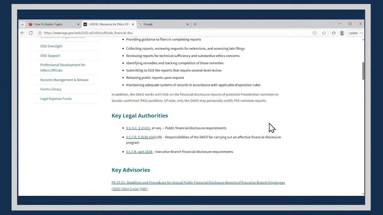 How-To Session 1 for Analyzing Entries in Annual OGE Form 450s