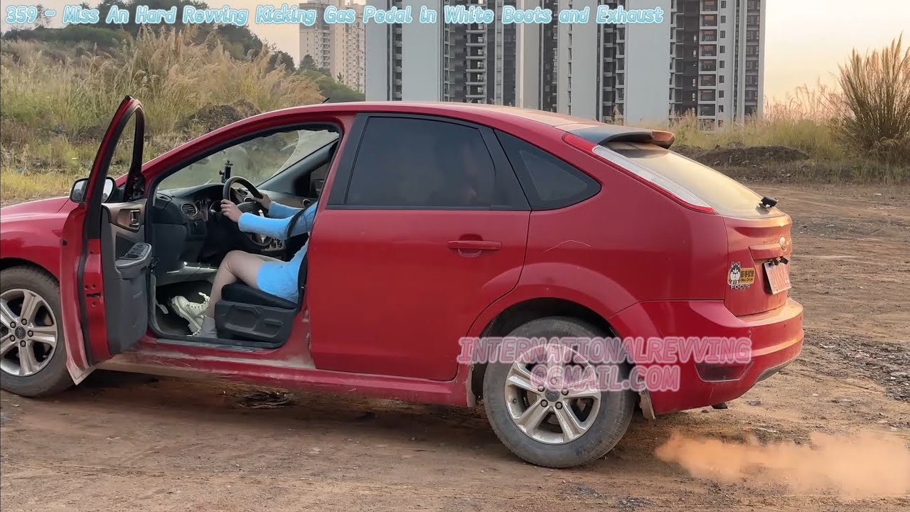 Preview 359 - Miss An Hard Revving Kicking Gas Pedal in White Boots and Exhaust
