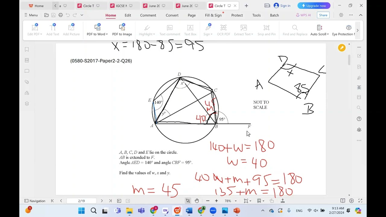 Circle Theorems advanced 0580 S2017 Paper2 2 Q26