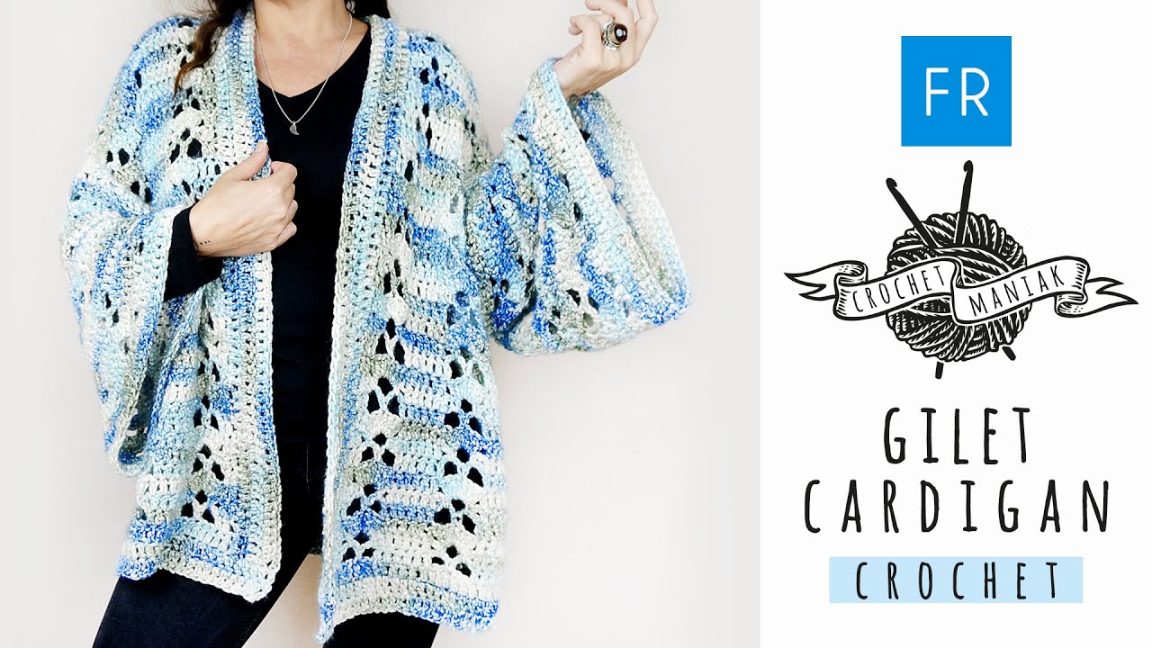 Tutoriel crochet cardigan  d'hiver  au motif  ajouré  facile