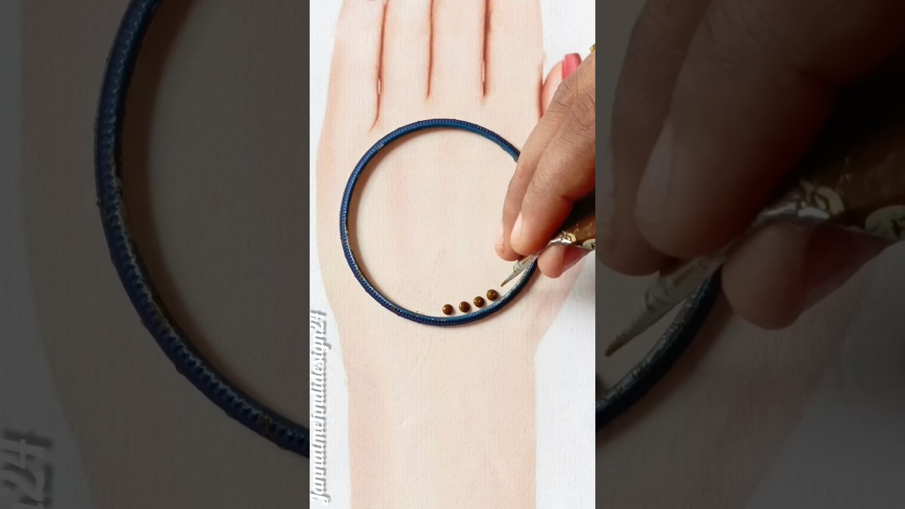 Easy simple mehndi design using bangles|| 