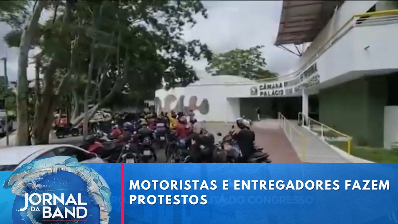 Motoristas e entregadores por aplicativo fazem protestos | Jornal da Band
