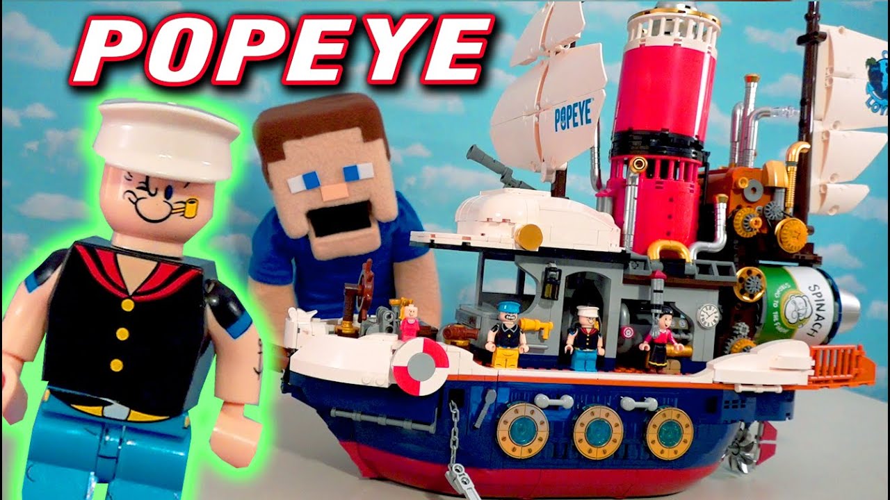 Popeye the Sailor Man LEGO Boat Ship Pantasy Bricks Mini Figures SET!