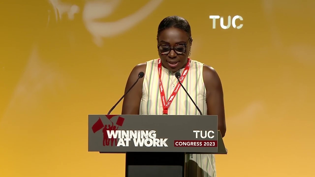 Maxine Looby UCU speaks for motion VS sexual harassment in the workplace - TUC Congress 2023