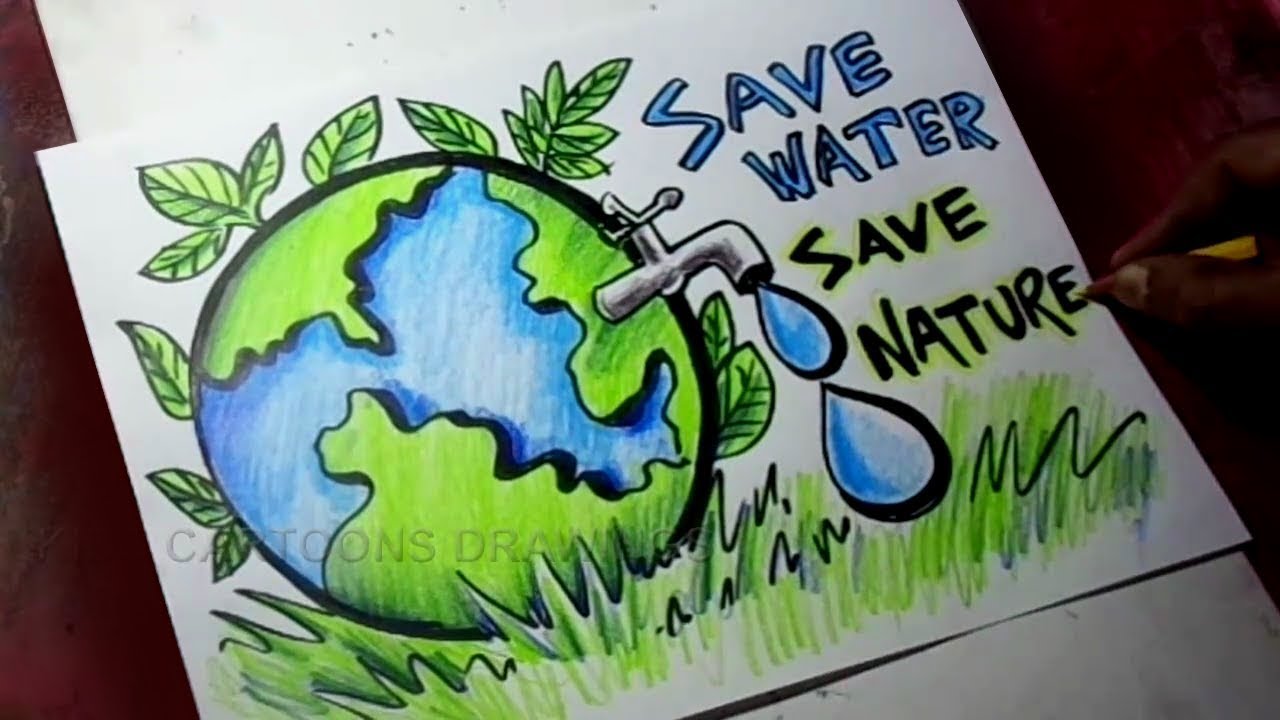 How to Draw Save Trees / Save Water / Save Nature Poster Drawing
