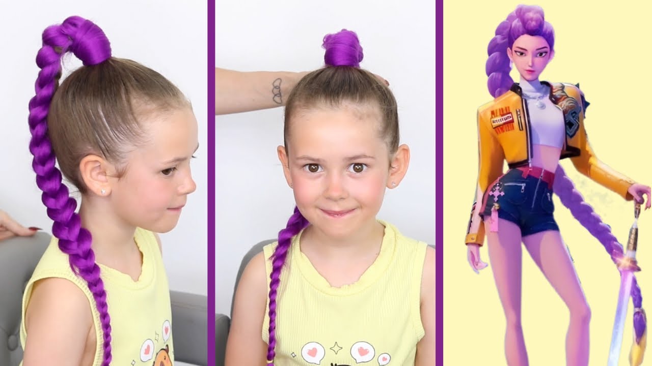 BEGINNERS Rumi K-pop Demon Hunters-Kids Hairstyle! 💜