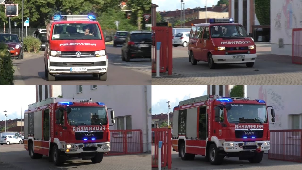 [MIT BLAU ZUR WACHE] Mittelbrand - Ankommende FFler, FF Zerbst rückt mit ELW1 + TLF3000 + HLF20 aus