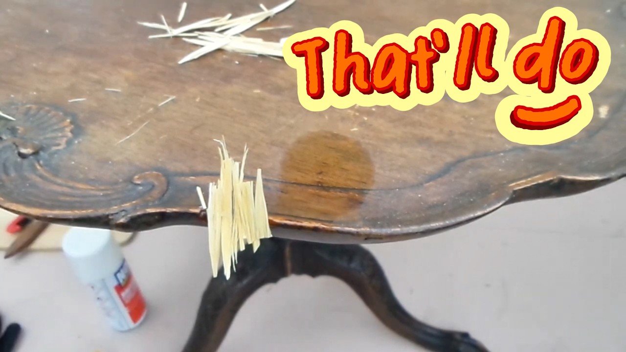 Super glue and toothpicks wood repair