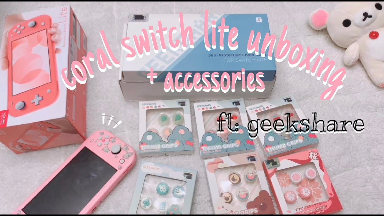 ♡ Coral Pink Switch Lite Unboxing + Accessories by Geekshare ♡