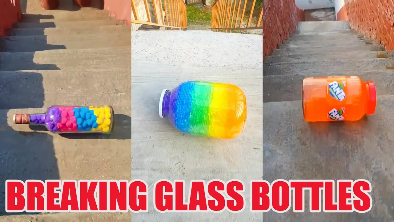 Breaking Glass Bottles and Balloon Drops 🔥 Crushing Crunchy & Soft Things #asmr #satisfying