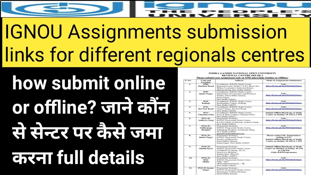 how to submit ignou assignments fo dec 2021 TEE online or offline on regional centre .