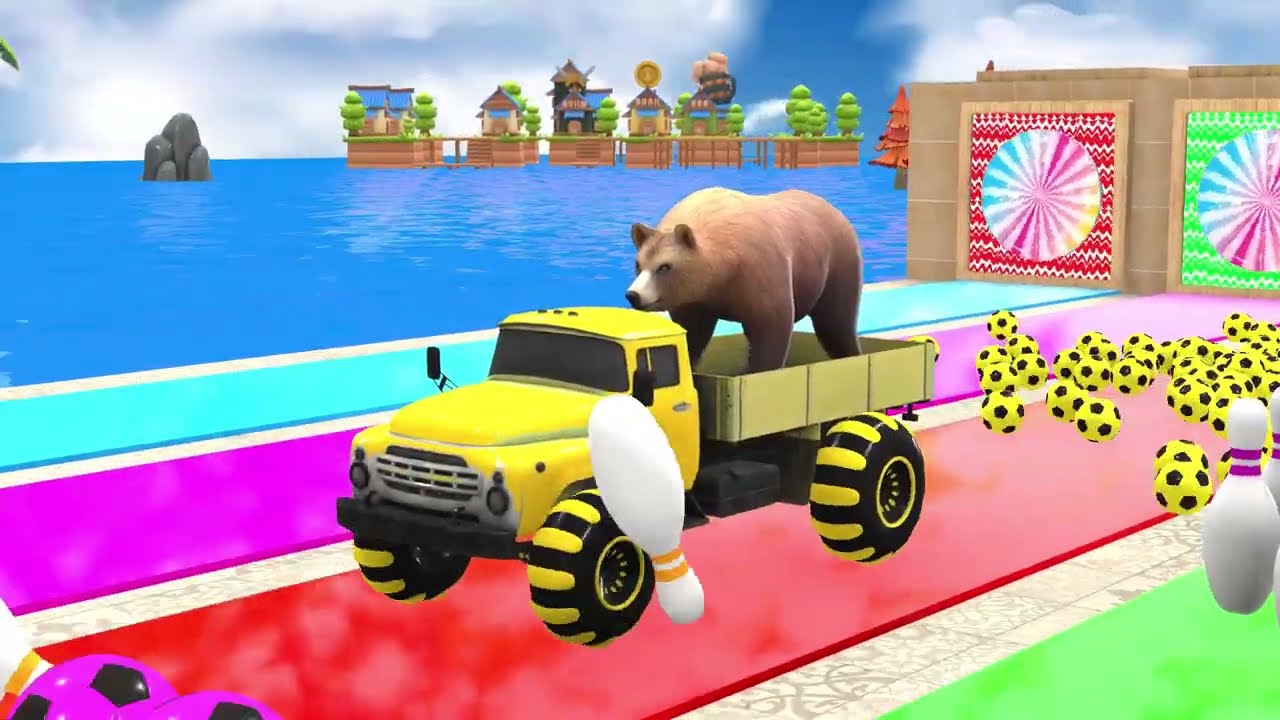 Crazy Animal Slide Simulator 3D with Cow Gorilla and Elephant
