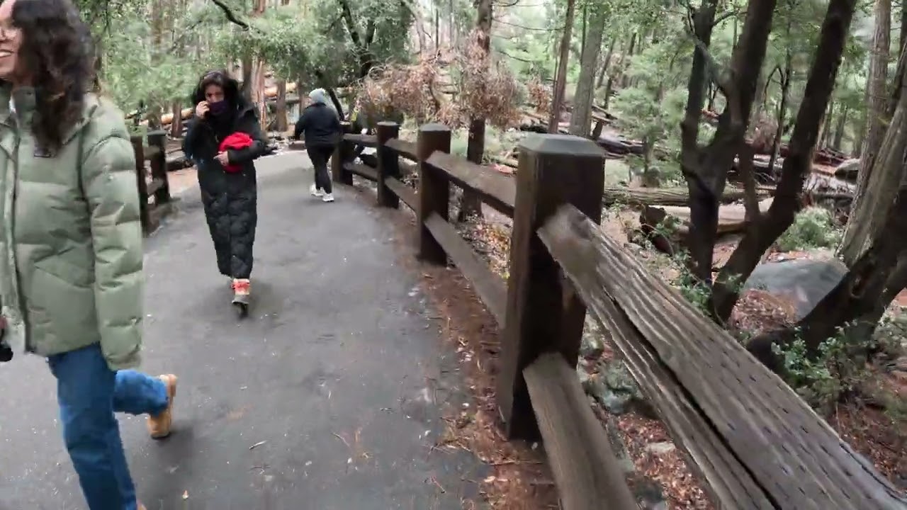 Bridalveil Fall walking tour 1 - Yosemite National Park - Winter 2024 - 4K