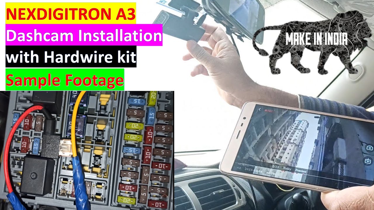 NEXDIGITRON A3 Dashcam installation with Hardwire kit, Sample footage. A parking CCTV.