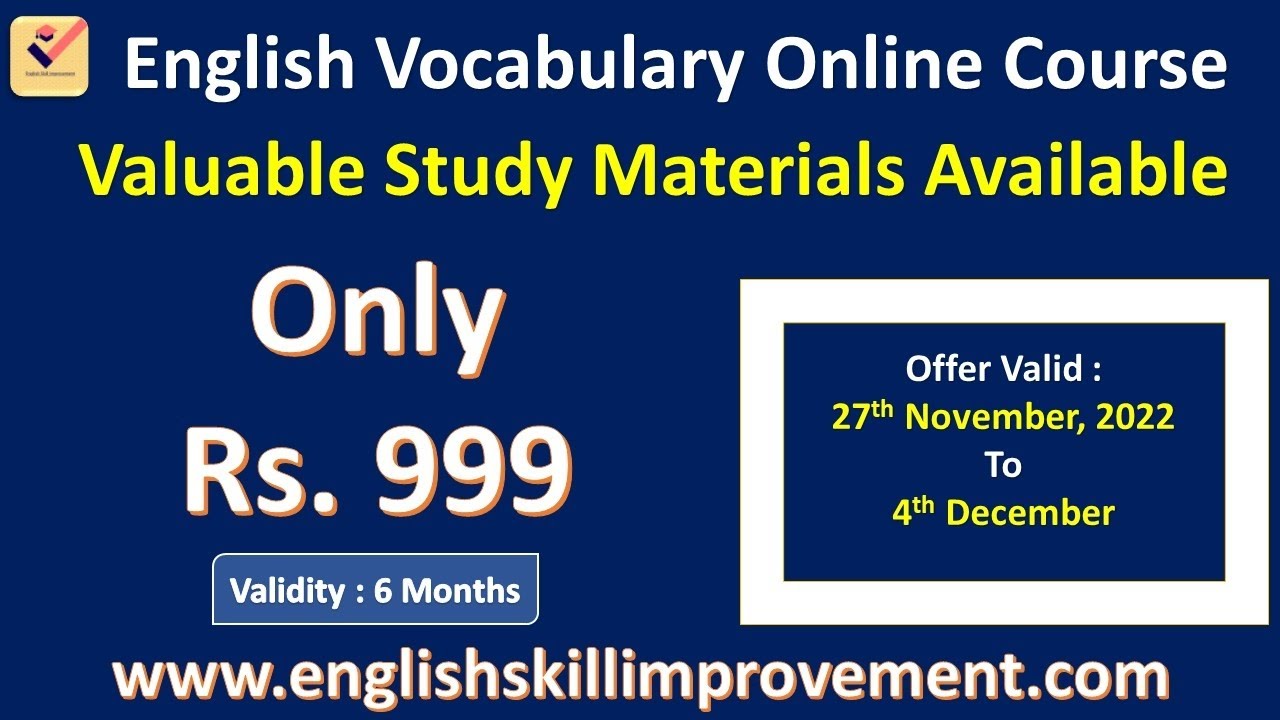 LIMITED OFFER - Don't Miss..... : English Vocabulary Online Course to improve your English