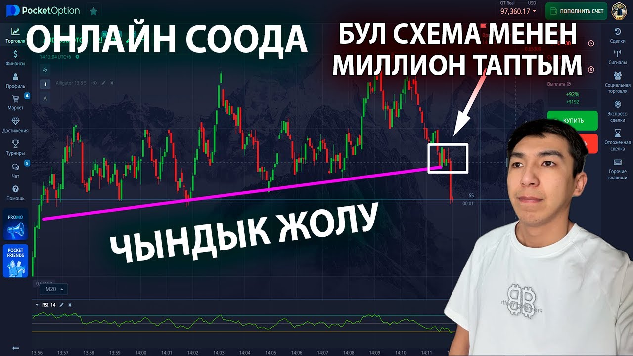 Бул схеманы билип, соодаң өзгөрөт | Pocket Option чыныгы соода сабагы 20$ дан 1000$