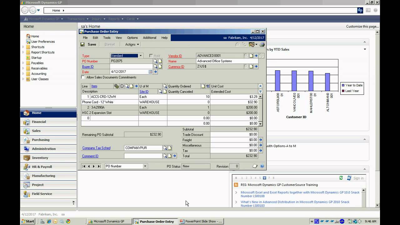 Purchase Order Processing in Dynamics GP