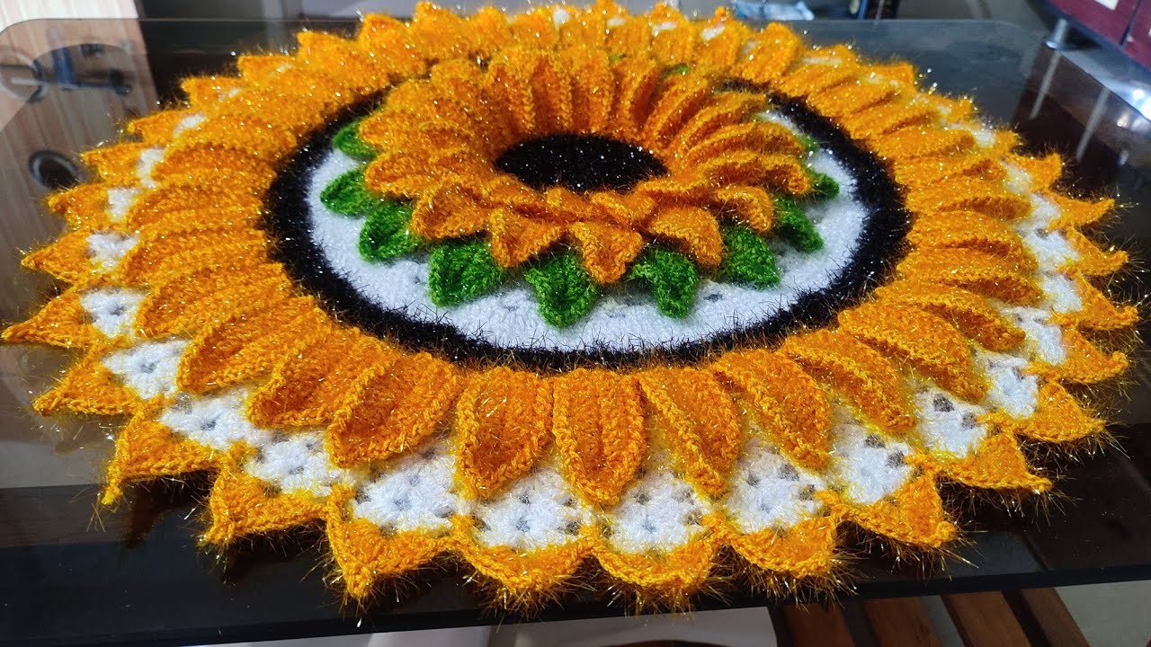 Crochet Sunflower Centerpiece / Sunflower       Tablemat  1/2   ||  Thalposh