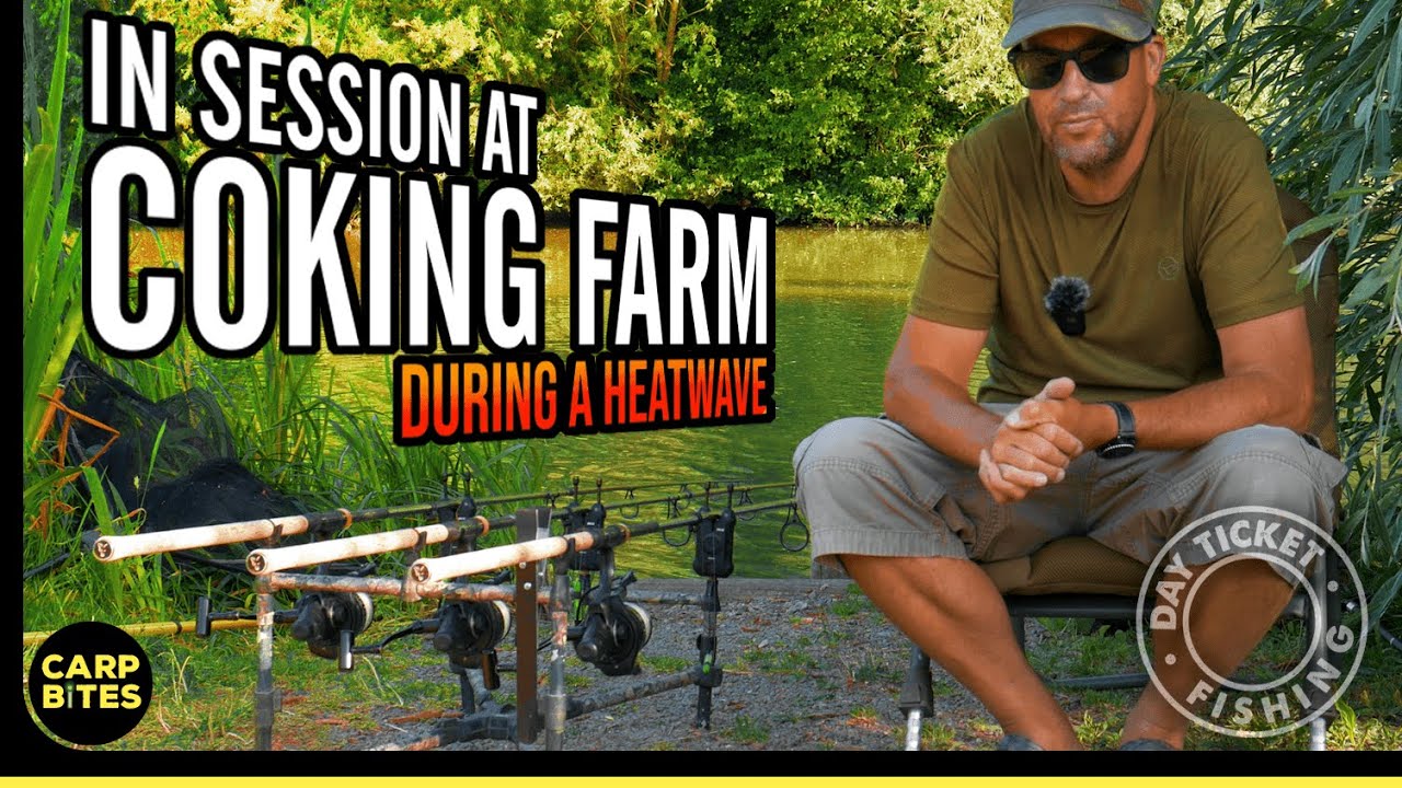 Carp fishing during a heatwave on Meadow Lake at Coking Farm - Swim 63