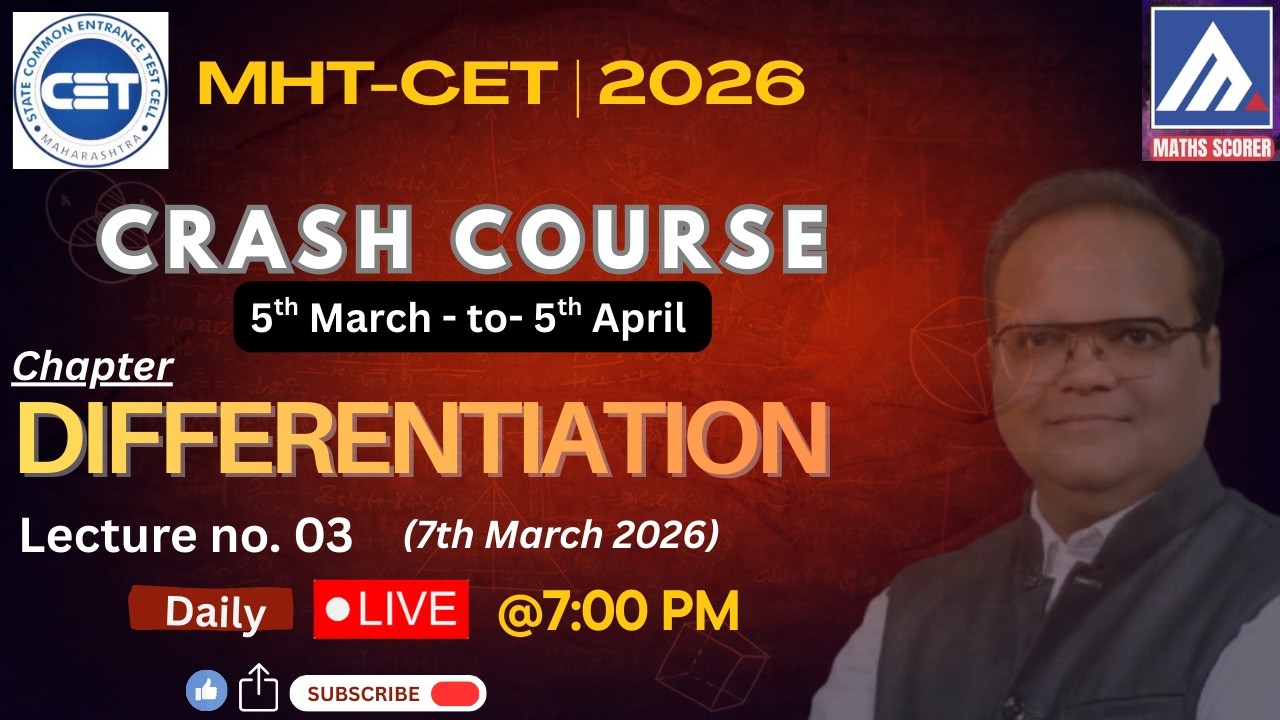 MHT CET | CRASH COURSE | 2026 | DIFFERENTIATION (lecture 03)