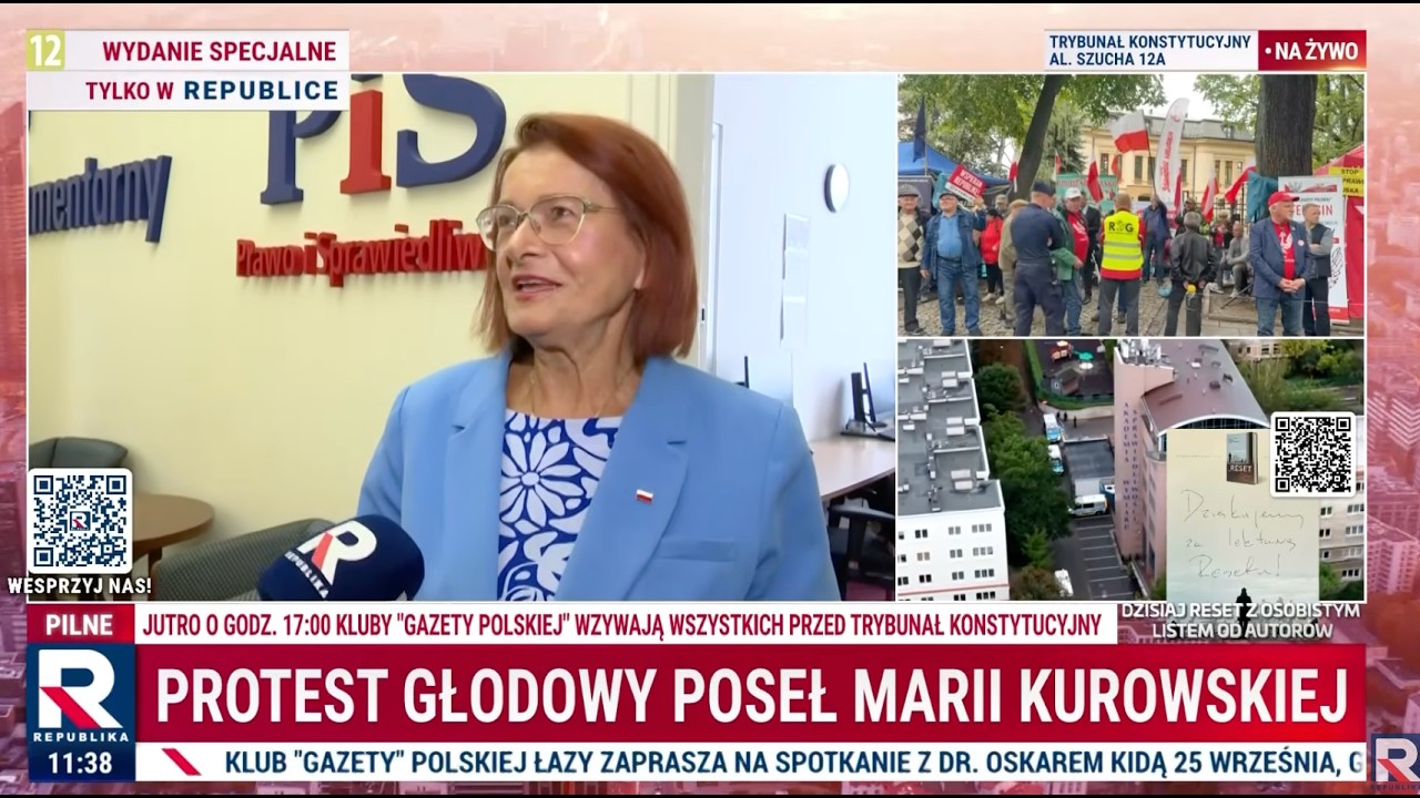 Na żywo! ,,Będę głodować w intencji ojczyzny!'' Dramatyczny protest posłanki Marii Kurowskiej