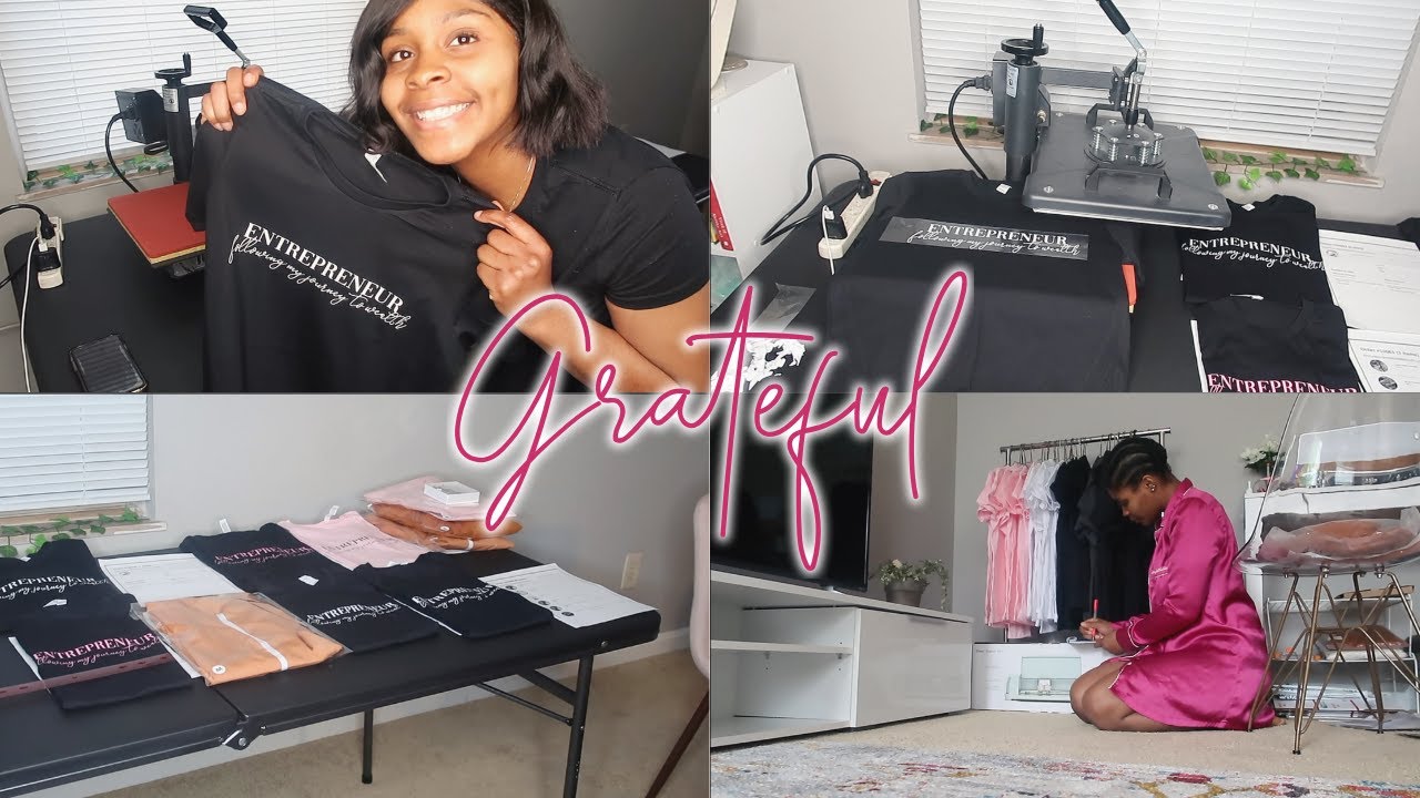 productive entrepreneur vlog: make t-shirts & pack orders with me|new colors +sale/giveaway details💕