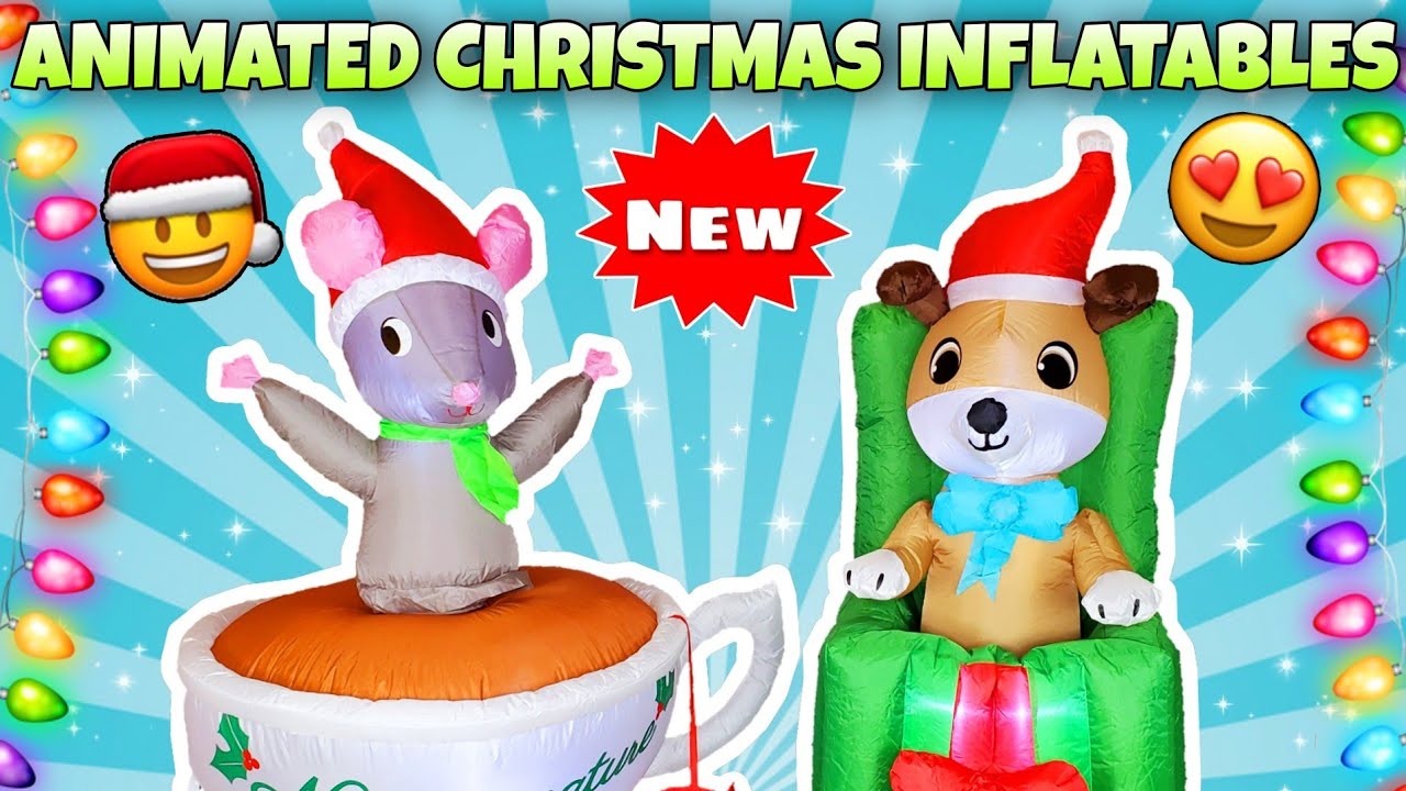 Animated Christmas Inflatables? Puppy Present & Teacup Mouse Lowes & Walmart Blow Ups 2020!