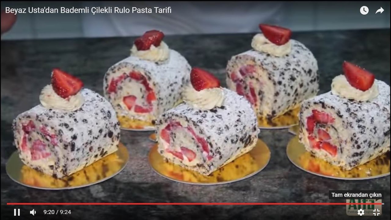 Bademli Çilekli Rulo Pasta Tarifi
