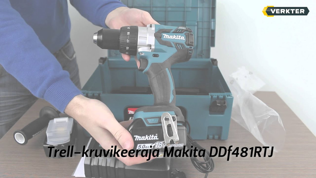 Trell-kruvikeeraja Makita DDF481RTJ - 18 V + Kaira isborr f&ouml;r pimpling