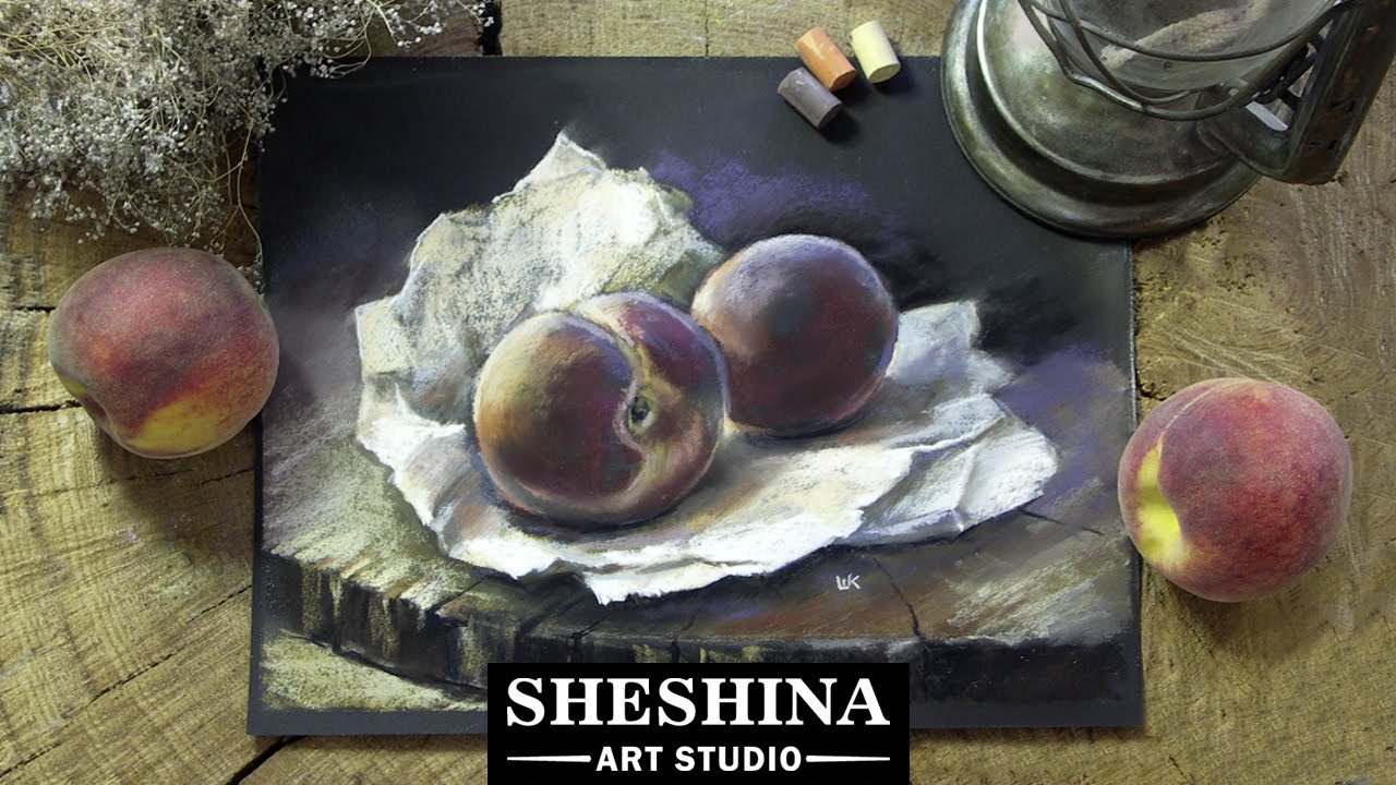 How to draw peaches with soft pastels  🎨 How to draw Fruits