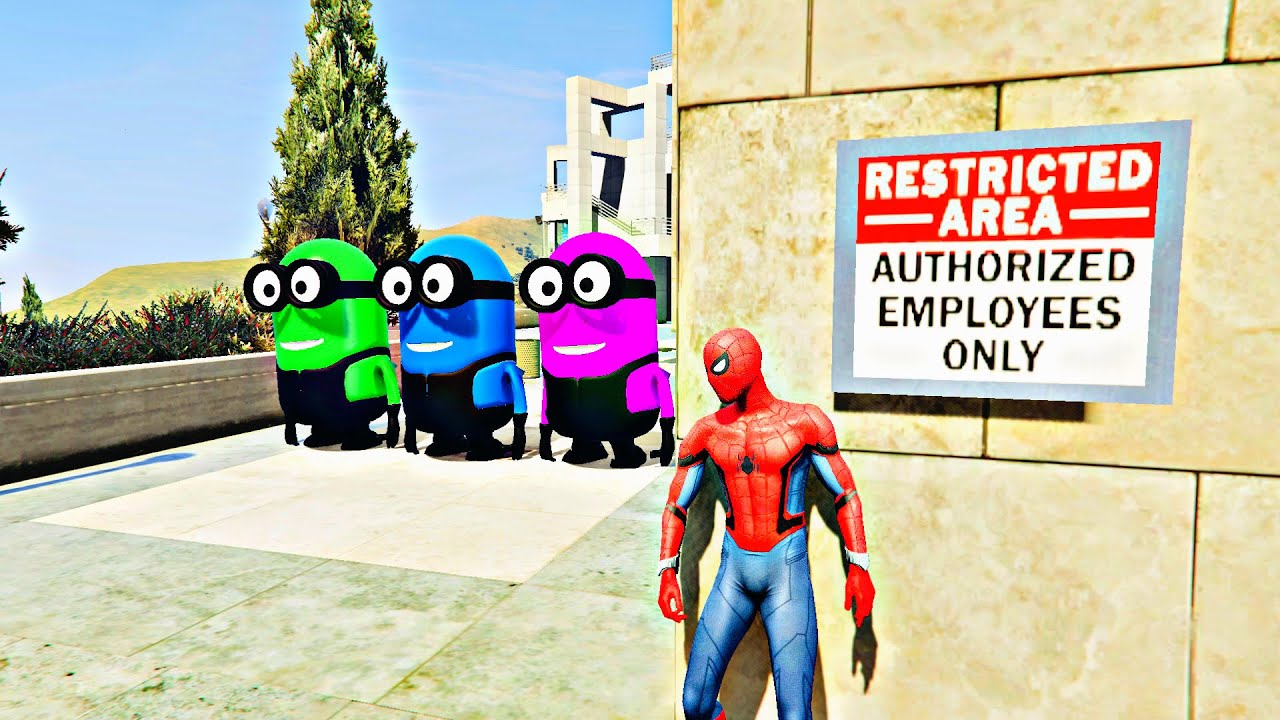 GTA 5 Spiderman Vs Colourful Minions Ragdolls Ep 57