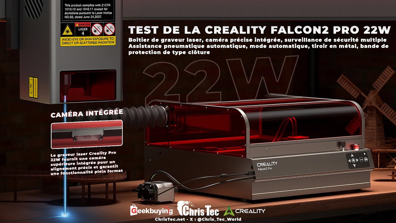 ➡️Creality Falcon 2 Pro 22W -Test du graveur/découpeur laser. LA CAMÉRA CHANGE TOUT !! REVIEW